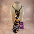 Navy and gold women's statement tie with rhinestone Faith Over Fear detailing — Re Tied by M.W. Designs