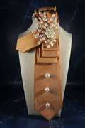 Handcrafted cream and orange women's statement tie — Creamsicle Elegance by Re Tied by M.W. Designs