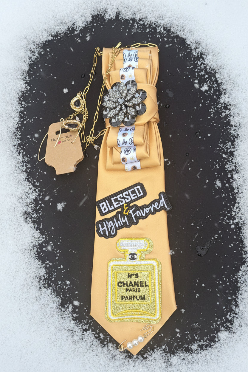 Blessed & Highly Favored Upcycled Tie Necklace