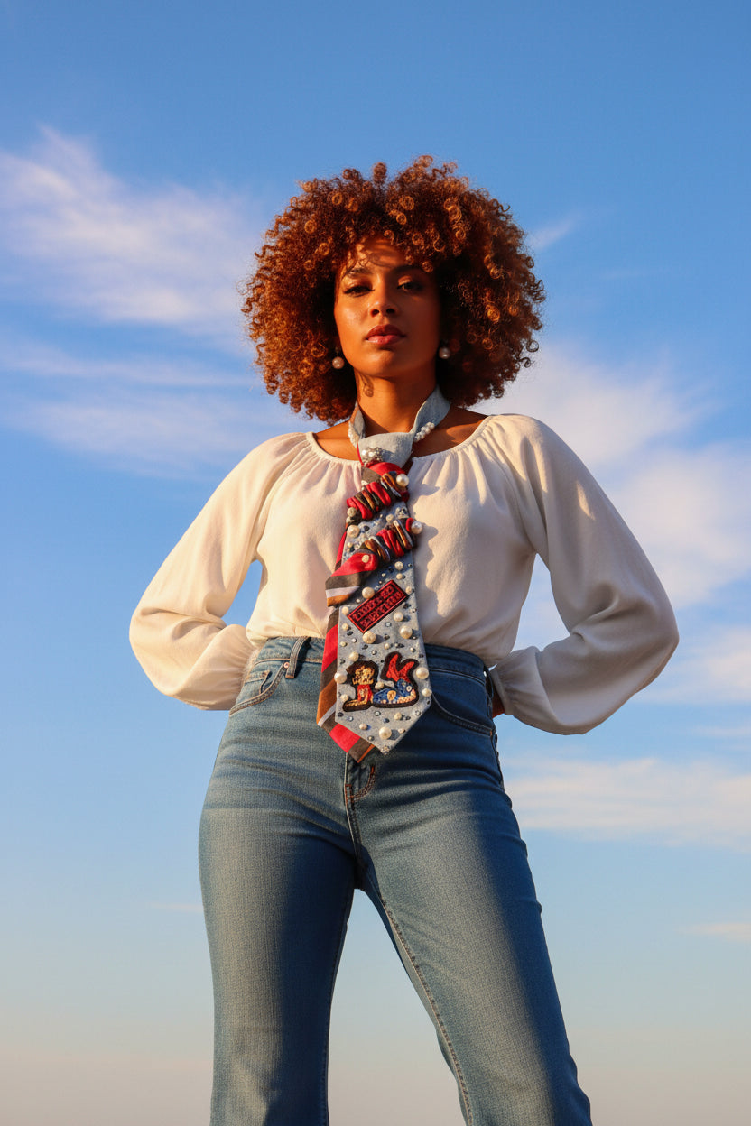 Limited Edition Betty Boop Pearl Denim Tie

Description